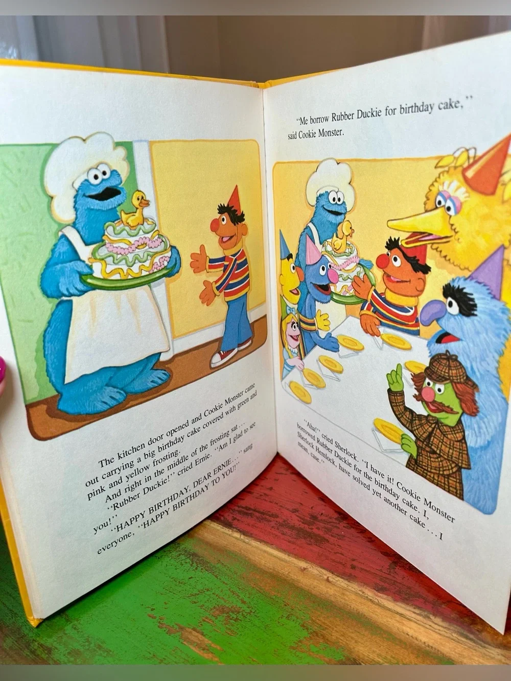VTG Sesame Street Case of the Missing Duckie Golden Book Ernie 1981 Hardcover